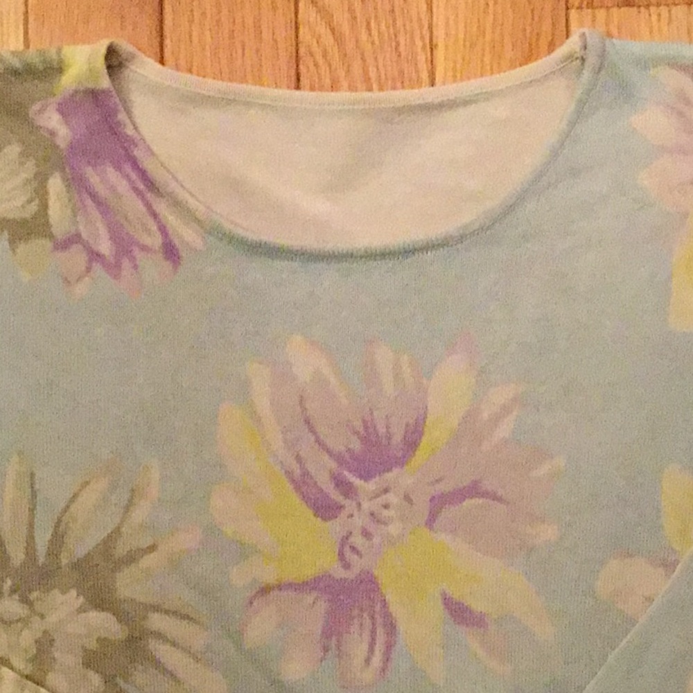 Floral Knit 3/4 Sleeve Tropical Top